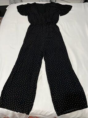 Sanctuary Black/Tan Polka Dot Cropped Leg Jumpsuit